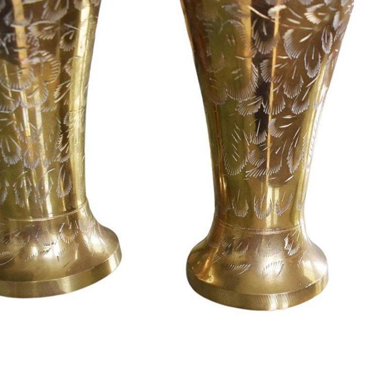 vintage etched brass vase