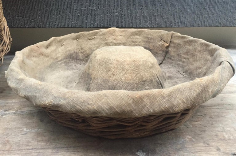 Two Vintage French Woven Wicker Bakers Baskets for Bread at 1stDibs
