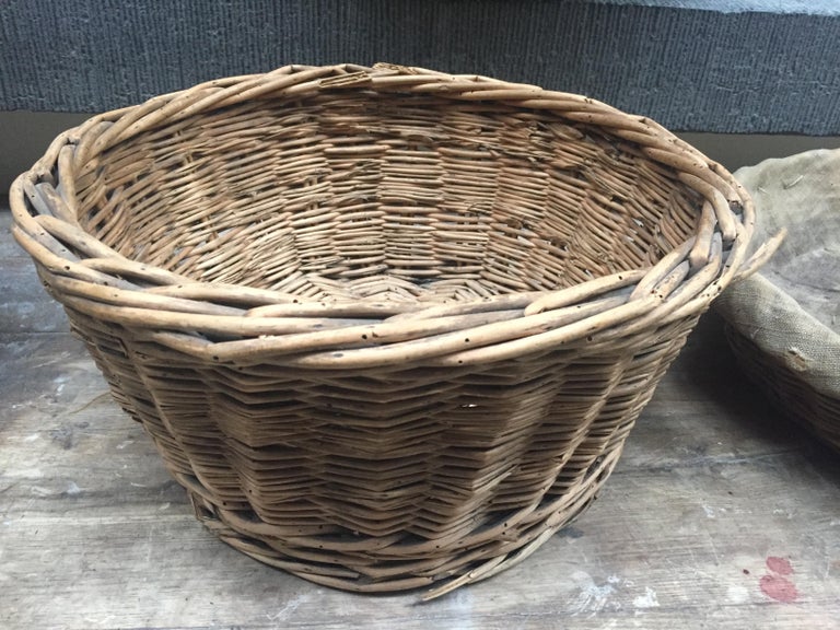 Two Vintage French Woven Wicker Bakers Baskets for Bread at 1stDibs