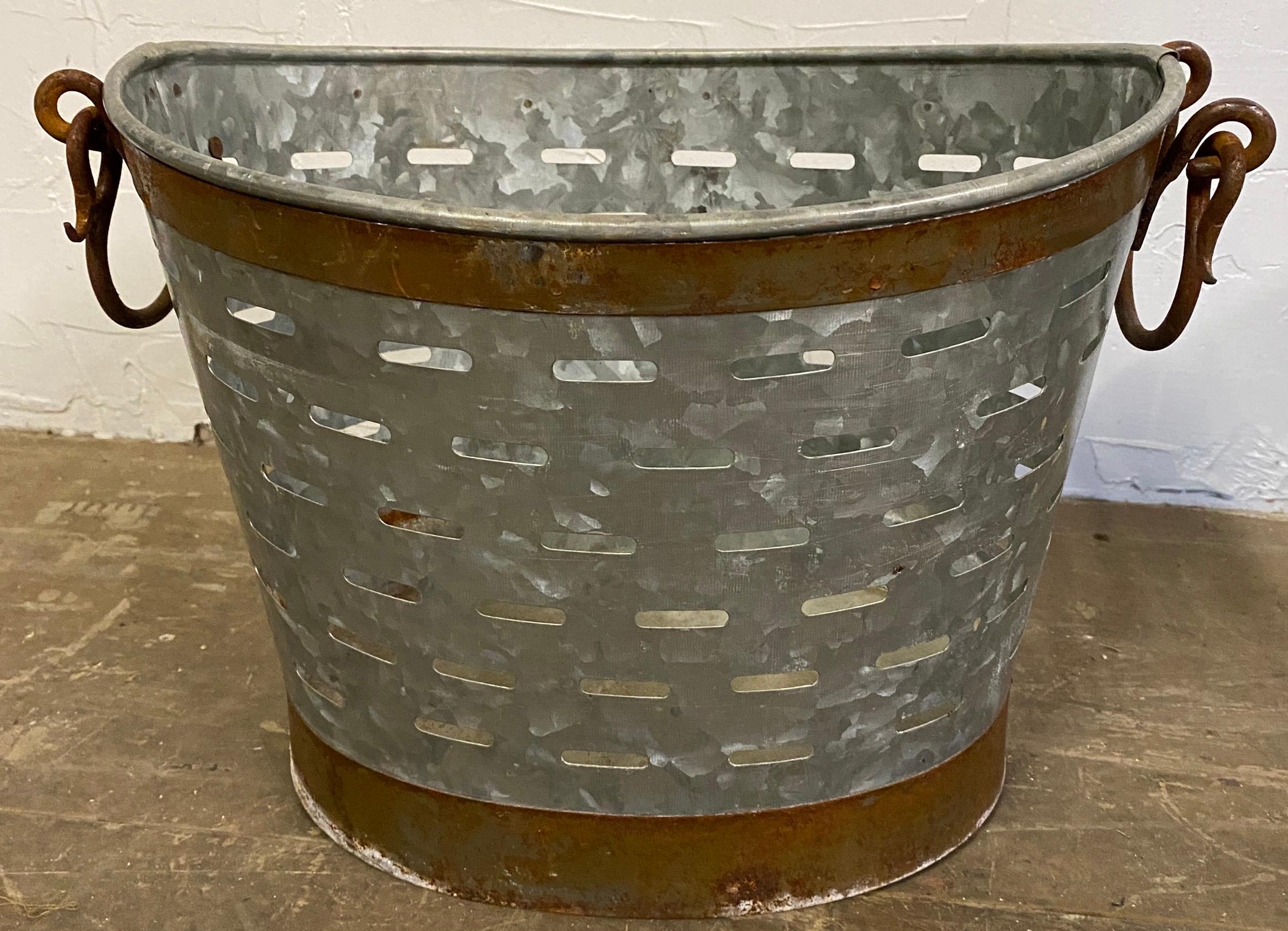 Contemporary Two Vintage Galvanized Pails