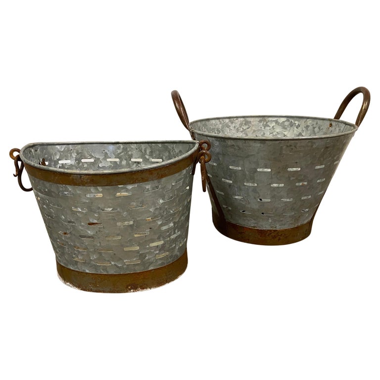 Two Vintage Galvanized Pails For Sale at 1stDibs