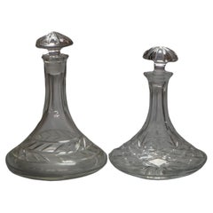 Two Vintage Goebel Cut Glass Spirits Decanters C1940
