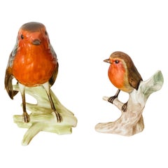 Two Vintage Goebel Germany Red Robin Birds Figurines