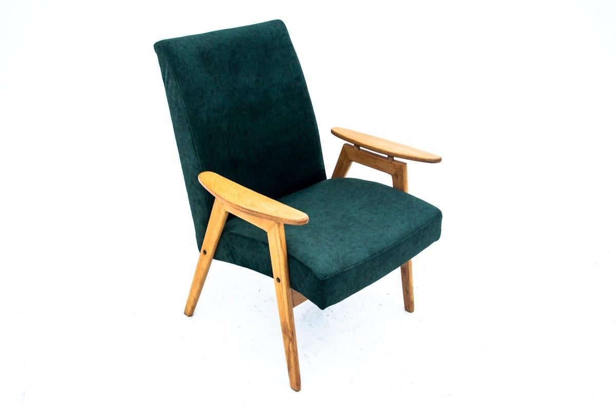 Leather Two vintage green armchairs by Jaroslav Šmídek for Jitona, Czechoslovakia, 1960s For Sale