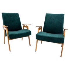 Two vintage green armchairs by Jaroslav Šmídek for Jitona, Czechoslovakia, 1960s