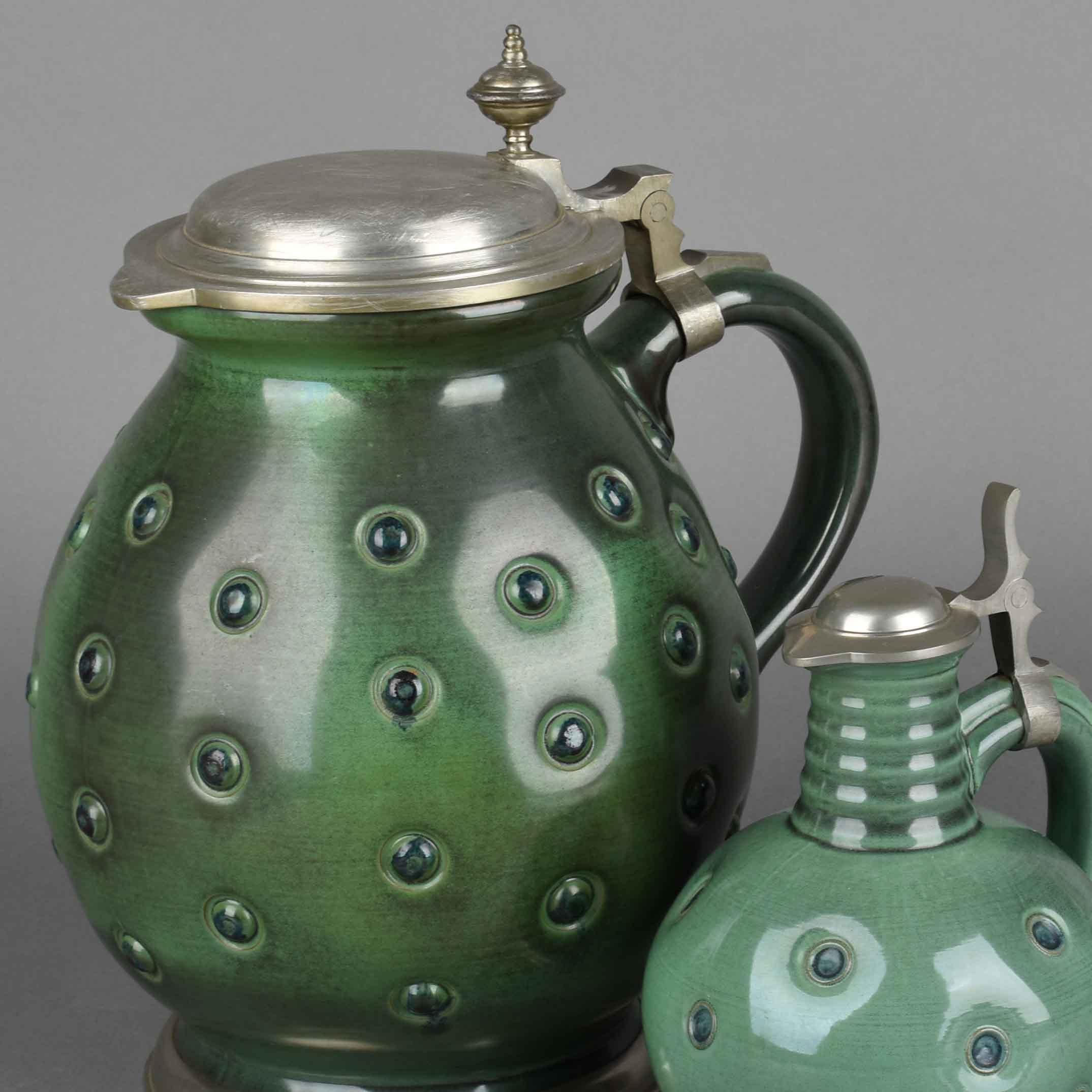 Two Vintage Green Pitchers by Eugen Wiedamann, Germany, 1950s-1960s 2