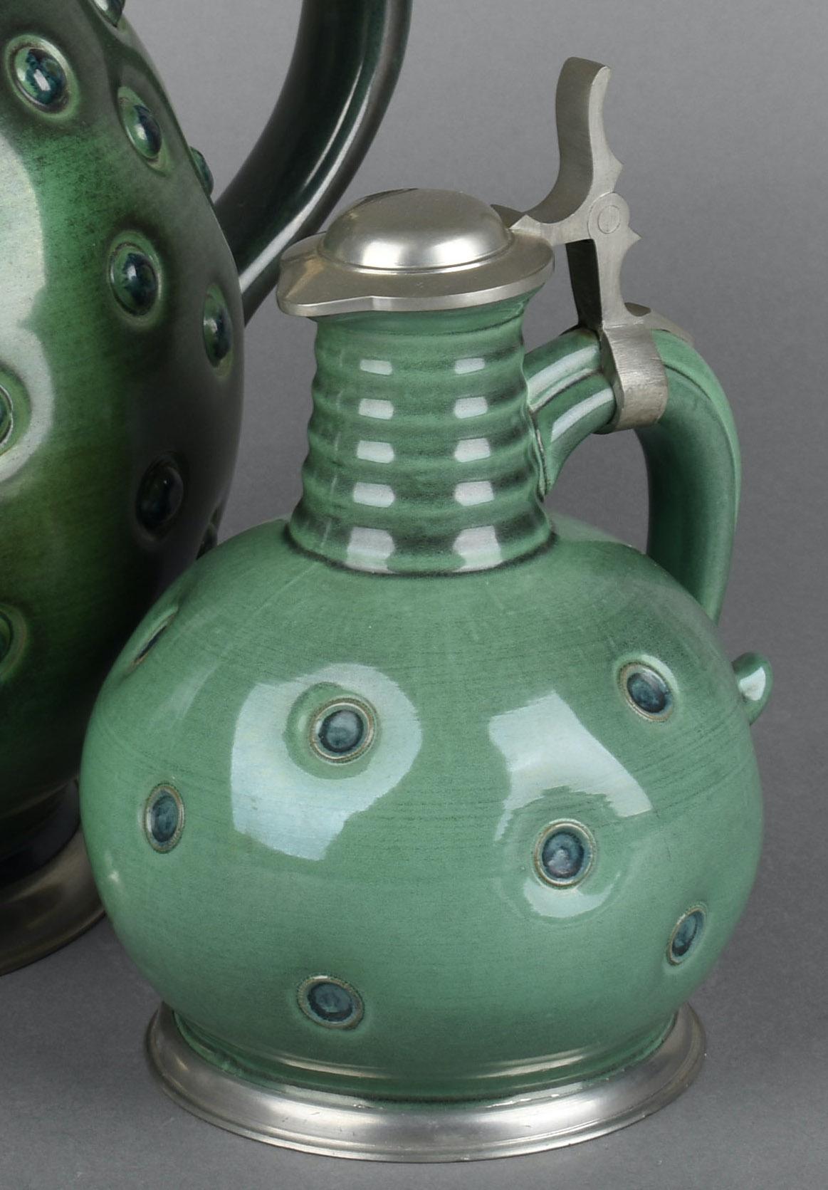 Two Vintage Green Pitchers by Eugen Wiedamann, Germany, 1950s-1960s 3