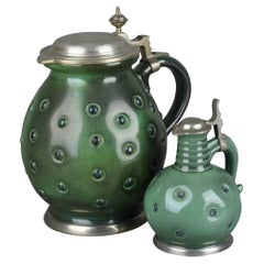 Two Vintage Green Pitchers by Eugen Wiedamann, Germany, 1950s-1960s