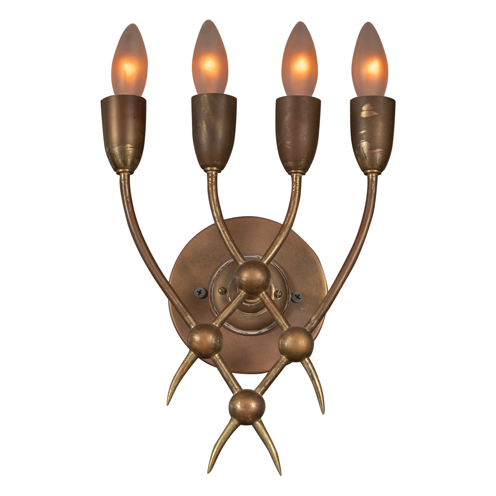 Deux appliques vintage Guglielmo Ulrich à quatre Lights chacune en vente