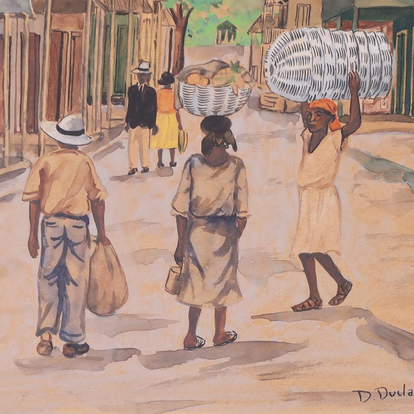 Due acquerelli haitiani d'epoca su carta di D. A. Duclair in vendita 1