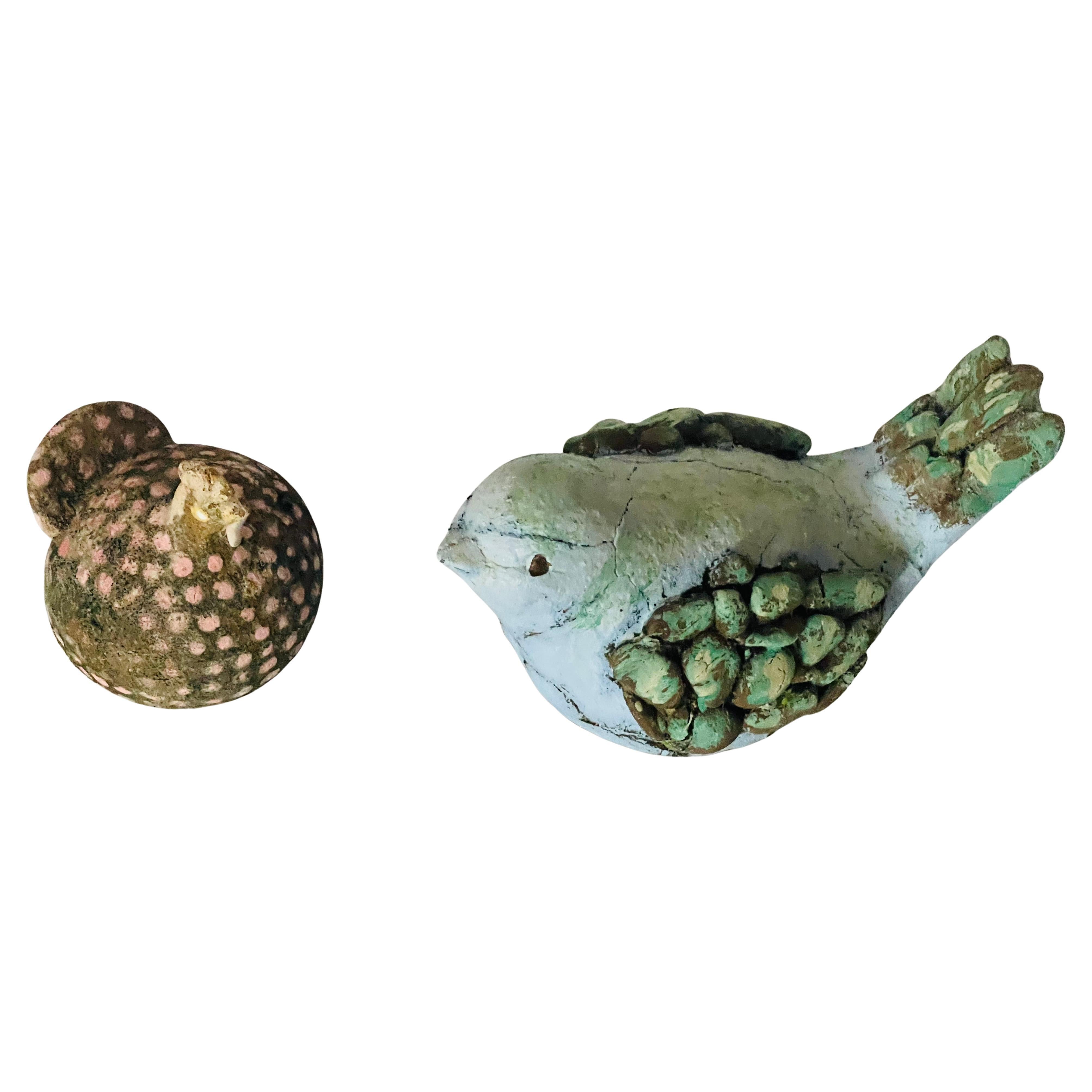 Two Vintage Handmade Garden Bird Figurines For Sale