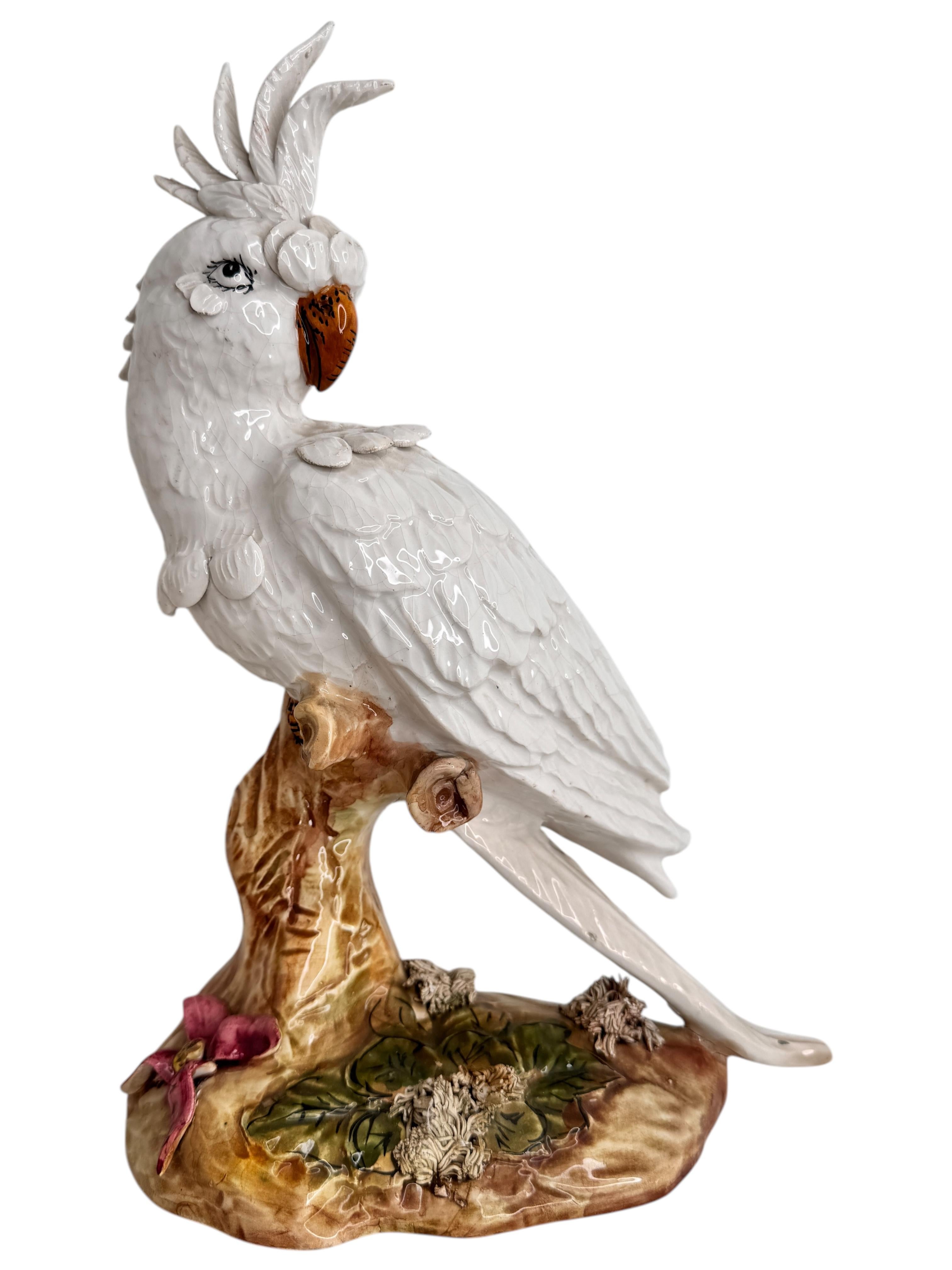 Due statue di pappagallo cacatua vintage Hollywood Regency, Italia, anni '50 in vendita 4