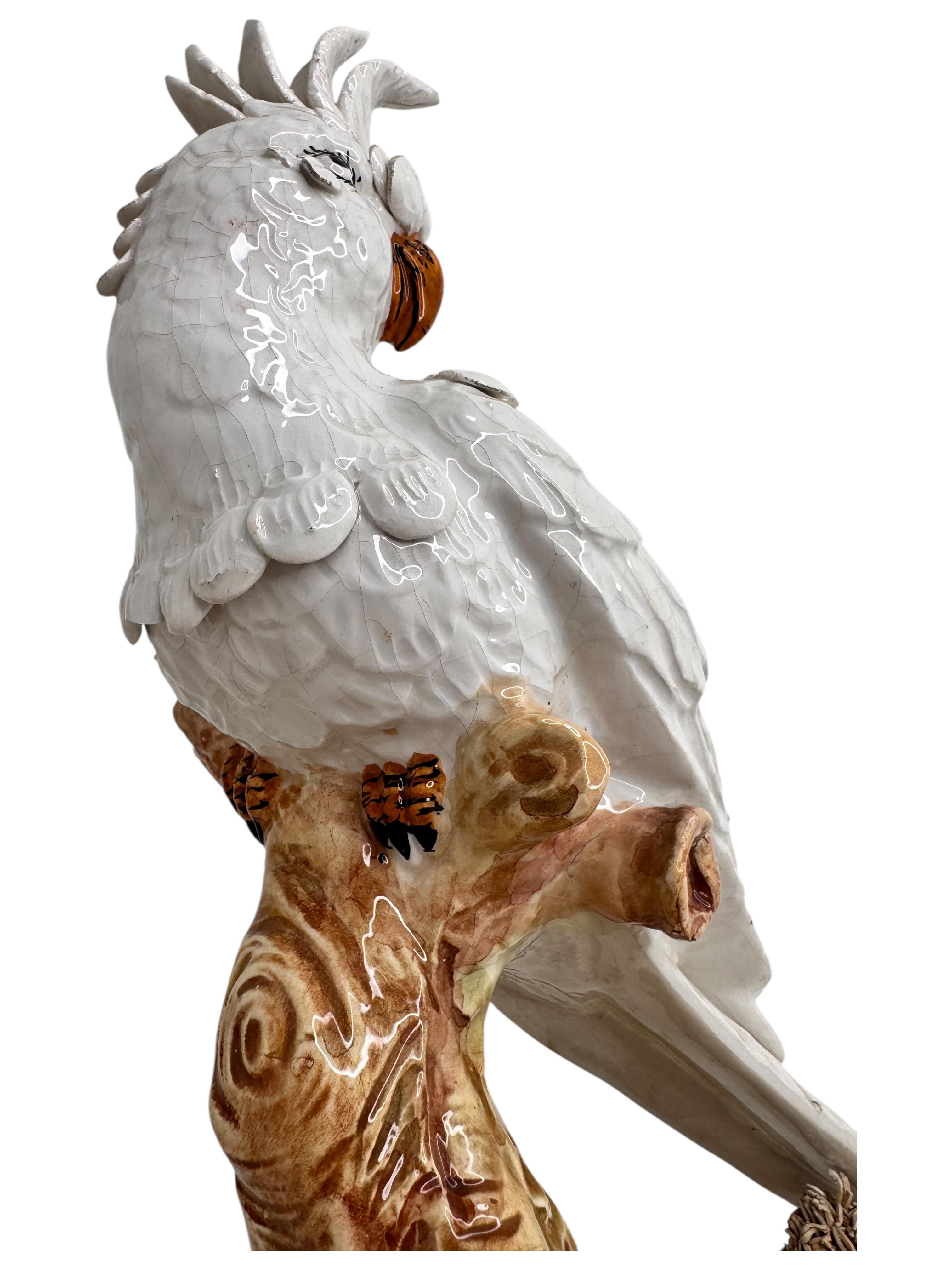 Due statue di pappagallo cacatua vintage Hollywood Regency, Italia, anni '50 in vendita 9
