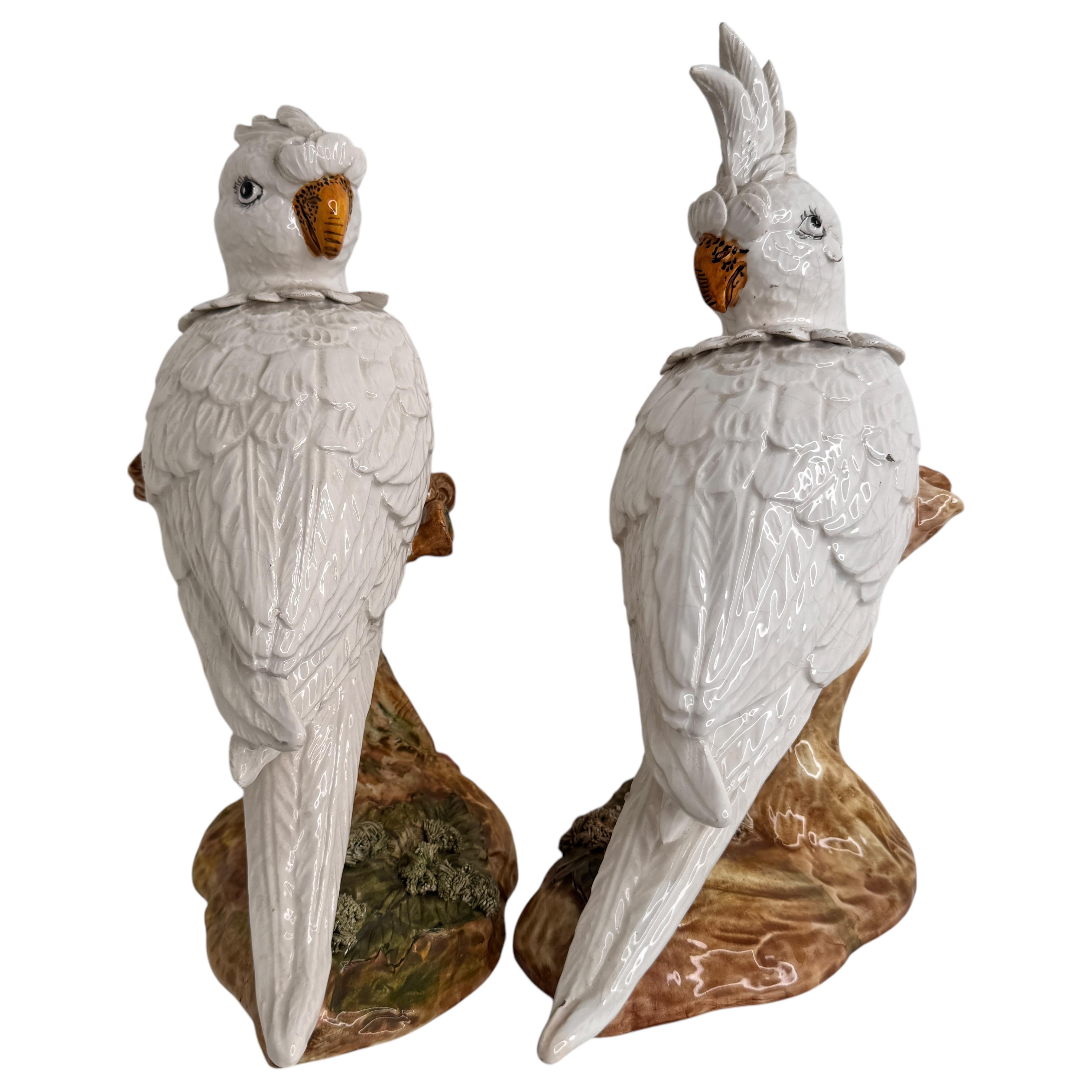 Due statue di pappagallo cacatua vintage Hollywood Regency, Italia, anni '50 In condizioni buone in vendita a Nuernberg, DE