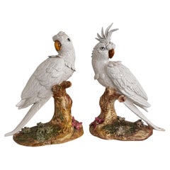 Zwei Vintage Hollywood-Regency-Skulpturen mit Papagei-Krokodilstatuen, Italien, 1950er Jahre