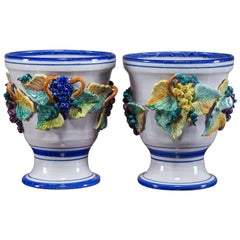 Two Vintage Italian Grape Cachepot Jardinière Planter, Italy, circa 1980
