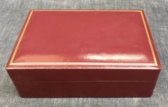 Two Vintage Italian Leather Bordeaux and Gold Desk Boxes