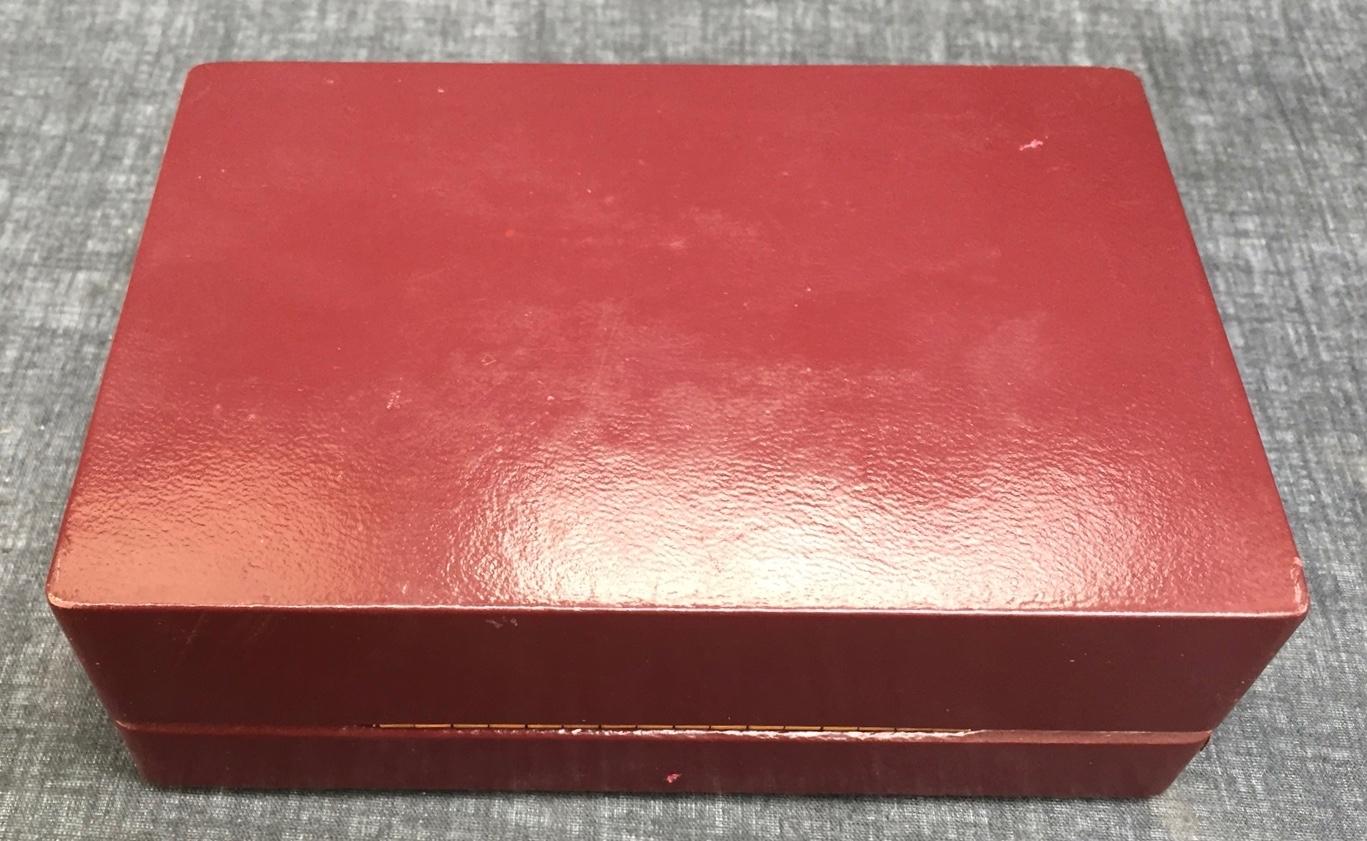 20th Century Two Vintage Italian Leather Bordeaux and Gold Desk Boxes For Sale