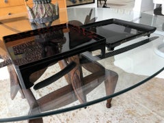 Two Vintage Japanese Square Footed Trays