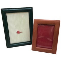 Two Vintage Leather Photo Frames
