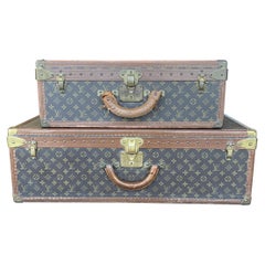 Mid 20th Century Louis Vuitton Vintage Classic Monogram Travel Trunks Set  of 2