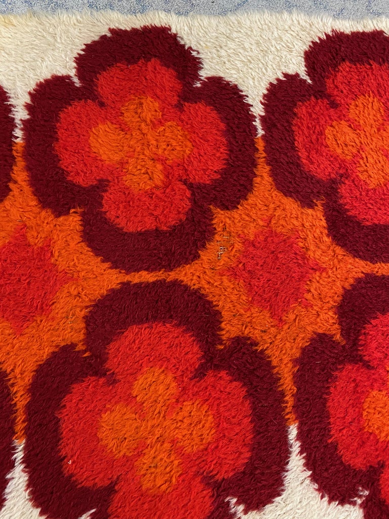 Two Vintage Mid-Century Modern Rya Accent Rug, German, 1970s For Sale ...