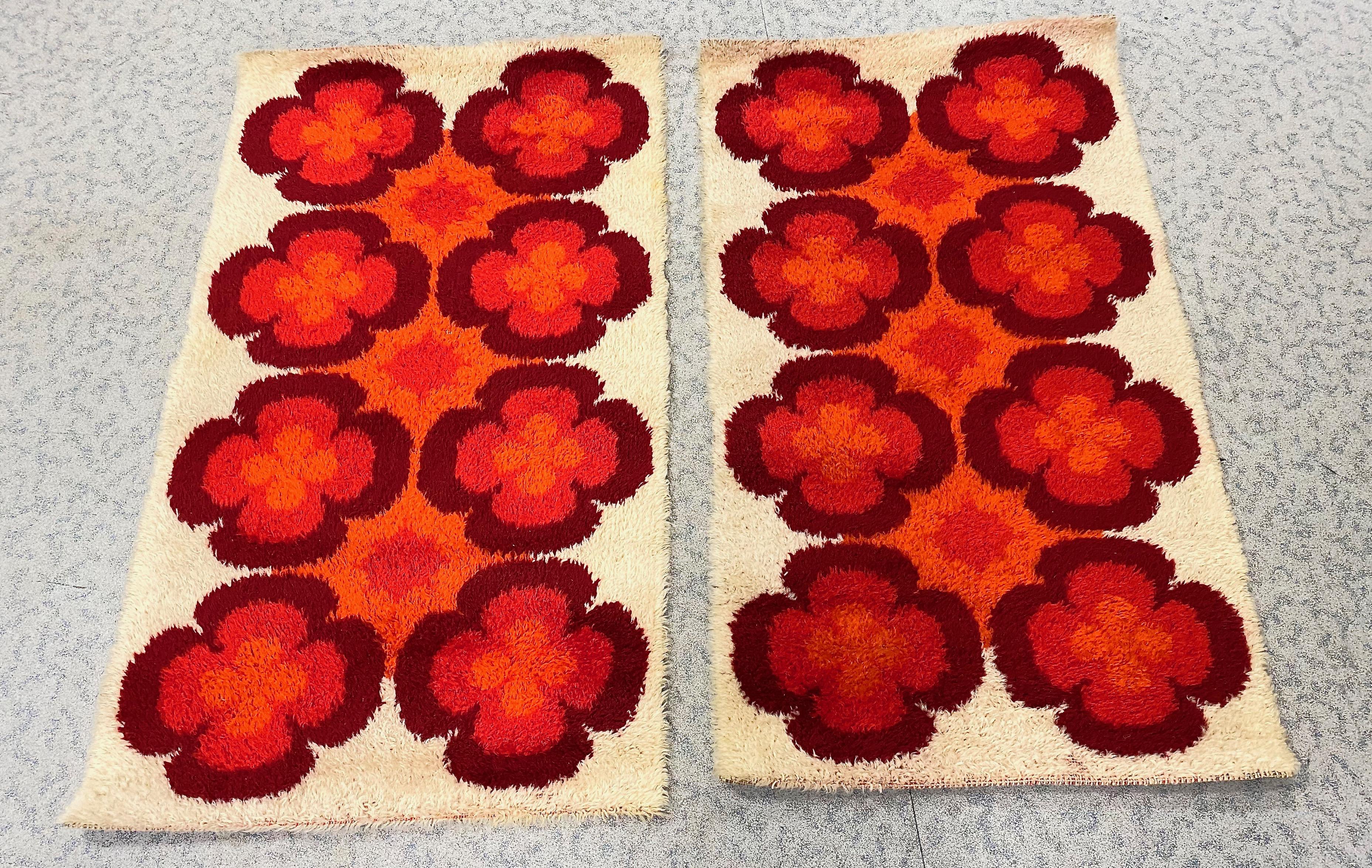 Two Vintage Mid-Century Modern Rya Accent Rug, German, 1970s In Good Condition For Sale In Nuernberg, DE