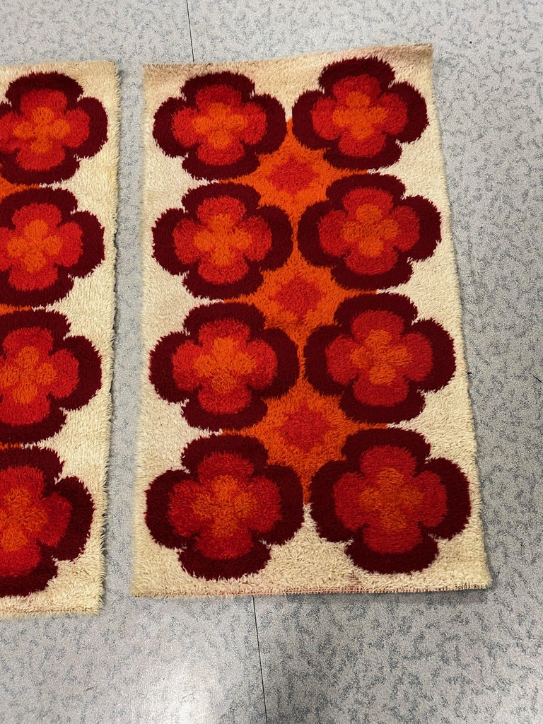 Two Vintage Mid-Century Modern Rya Accent Rug, German, 1970s For Sale ...