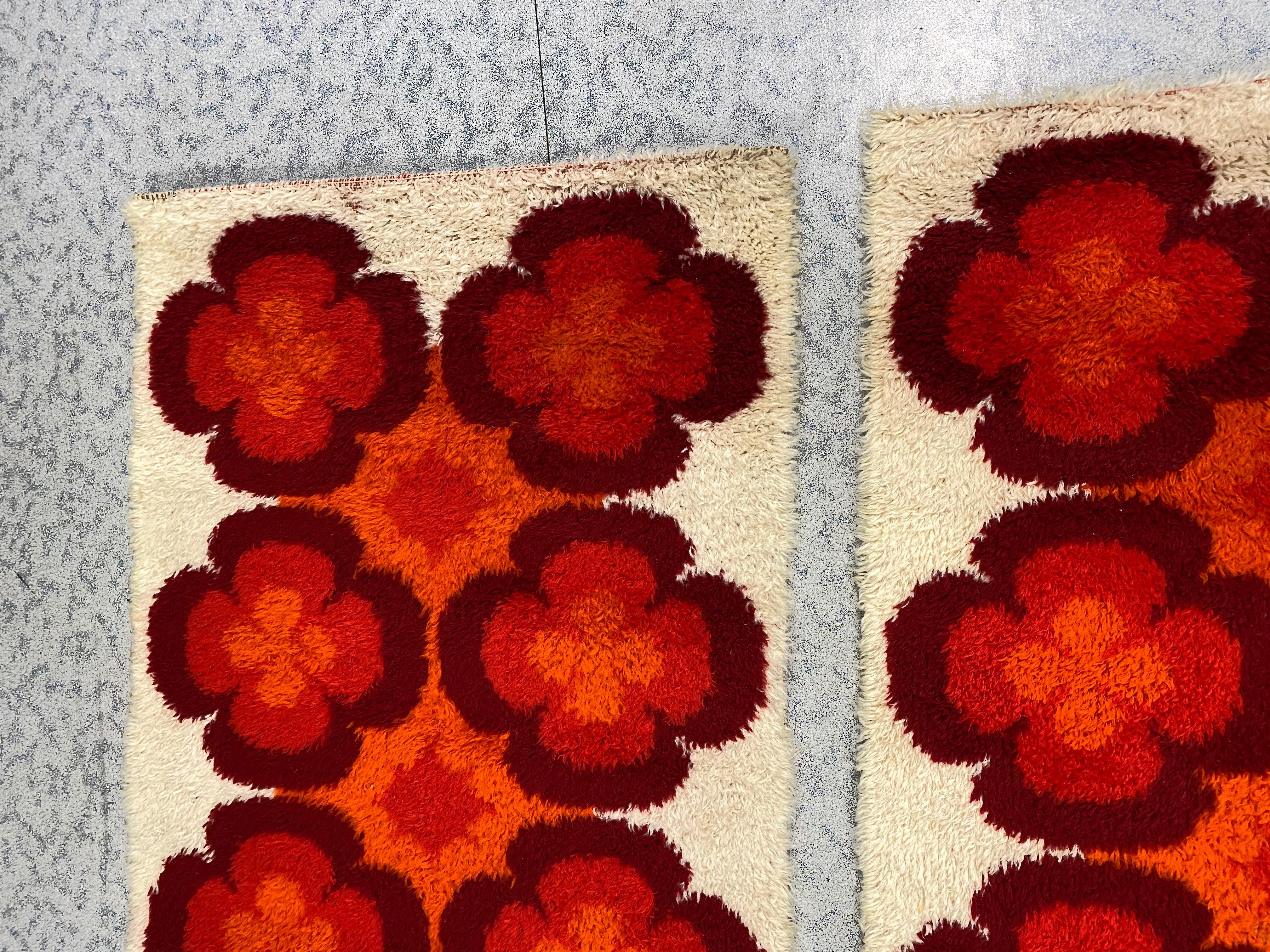 Two Vintage Mid-Century Modern Rya Accent Rug, German, 1970s For Sale 3
