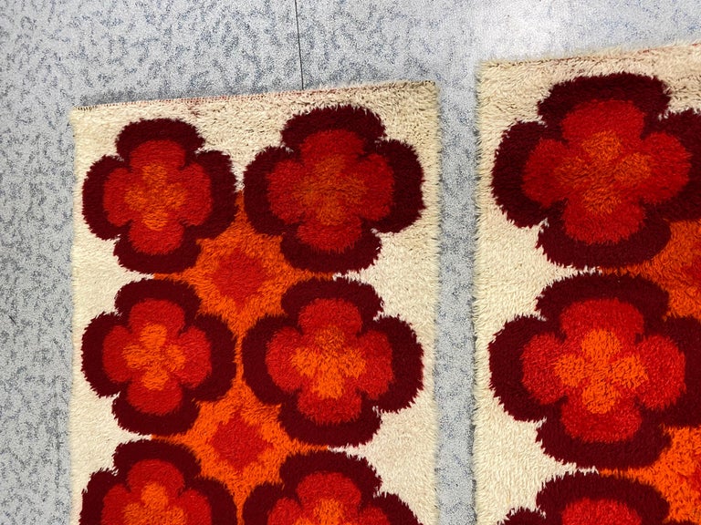 Two Vintage Mid-Century Modern Rya Accent Rug, German, 1970s For Sale ...