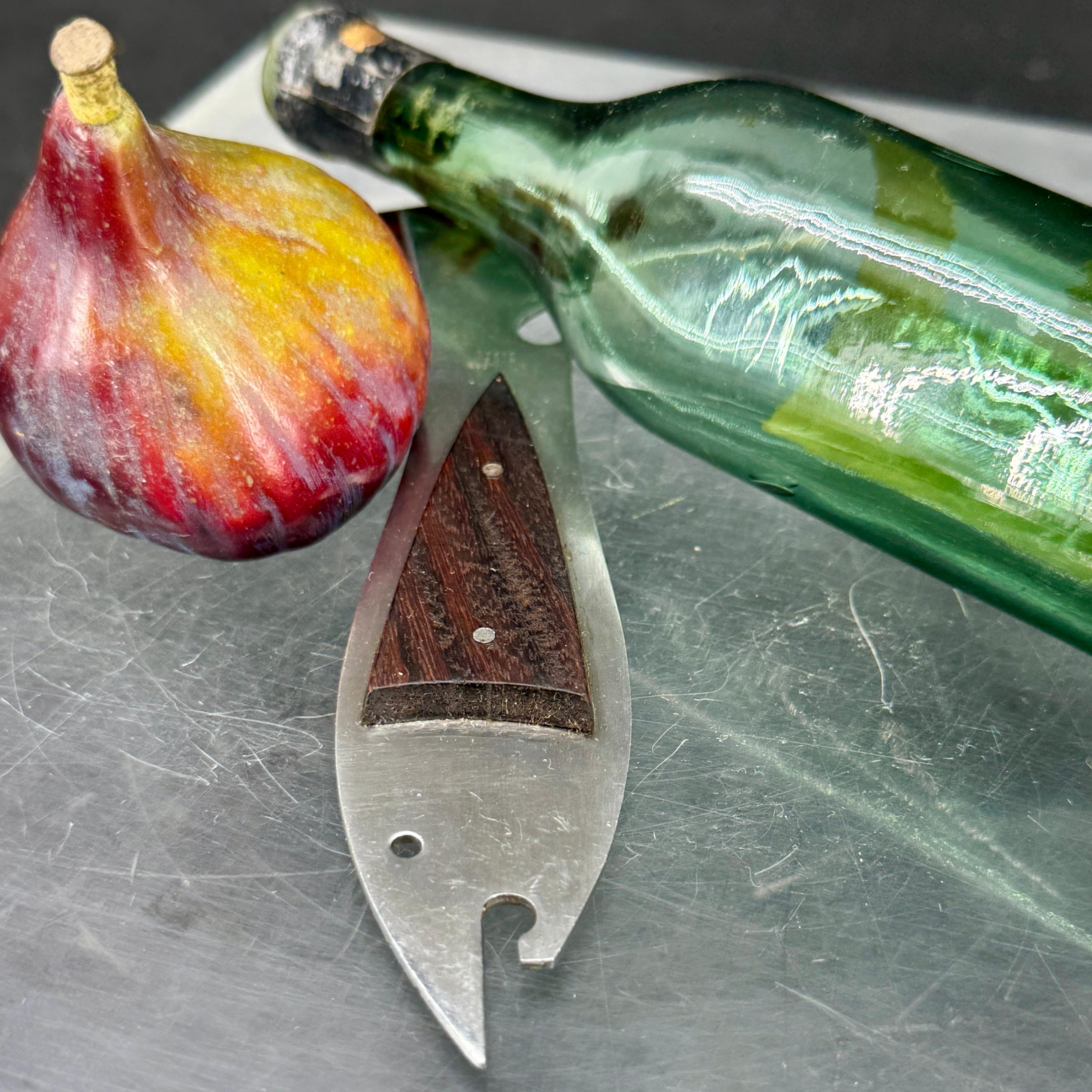 Hand-Crafted Two Vintage Mid-Century Shark Fish Stainless Barware Openers For Sale