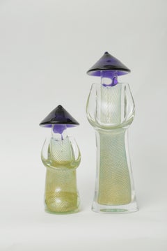 Two Vintage Murano Blown Heavy Glass Sculptures by Tosi. Double Color
