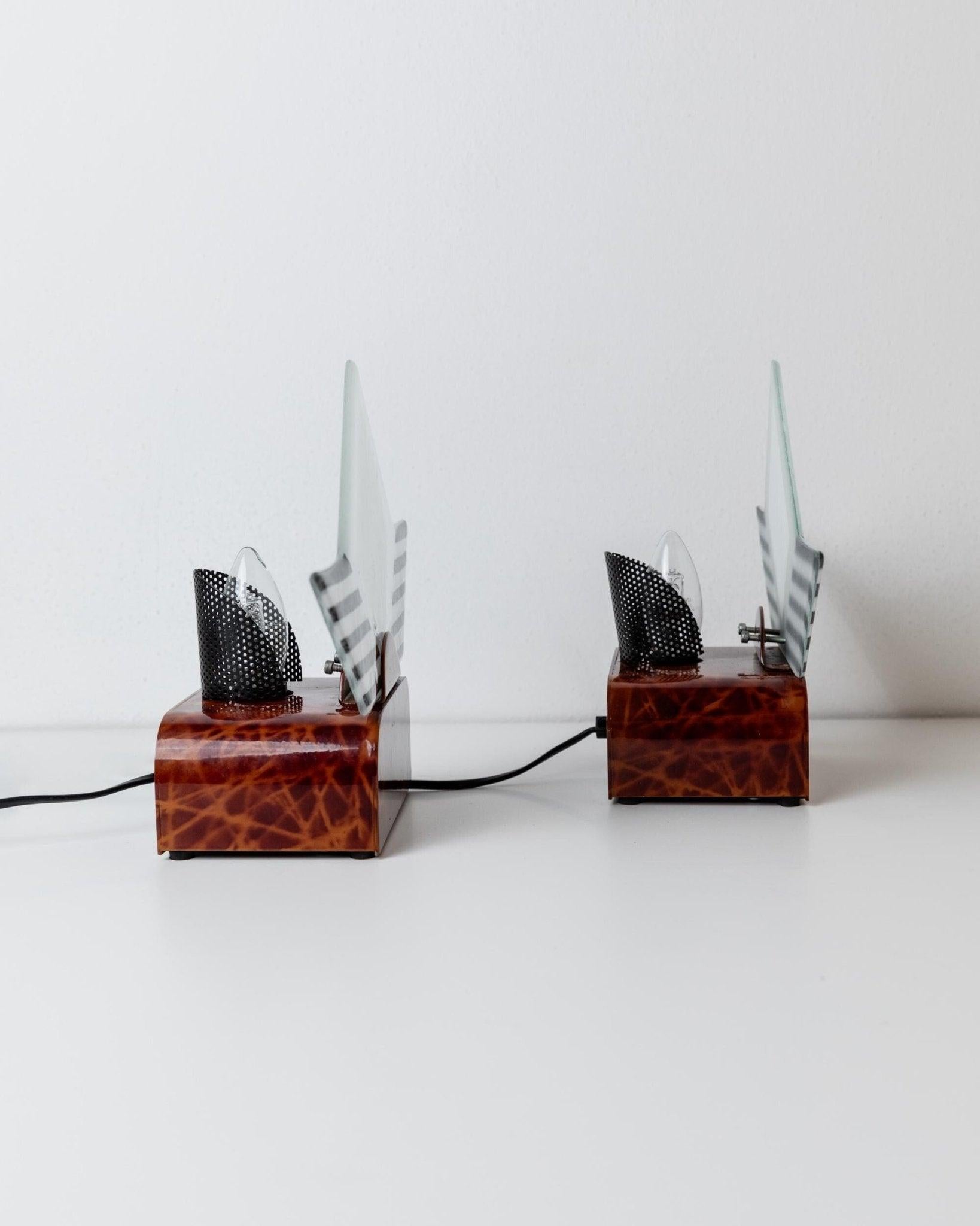 Dos lámparas de sobremesa vintage de cristal de Murano Diseño escultórico Italia, años 80 en venta 2