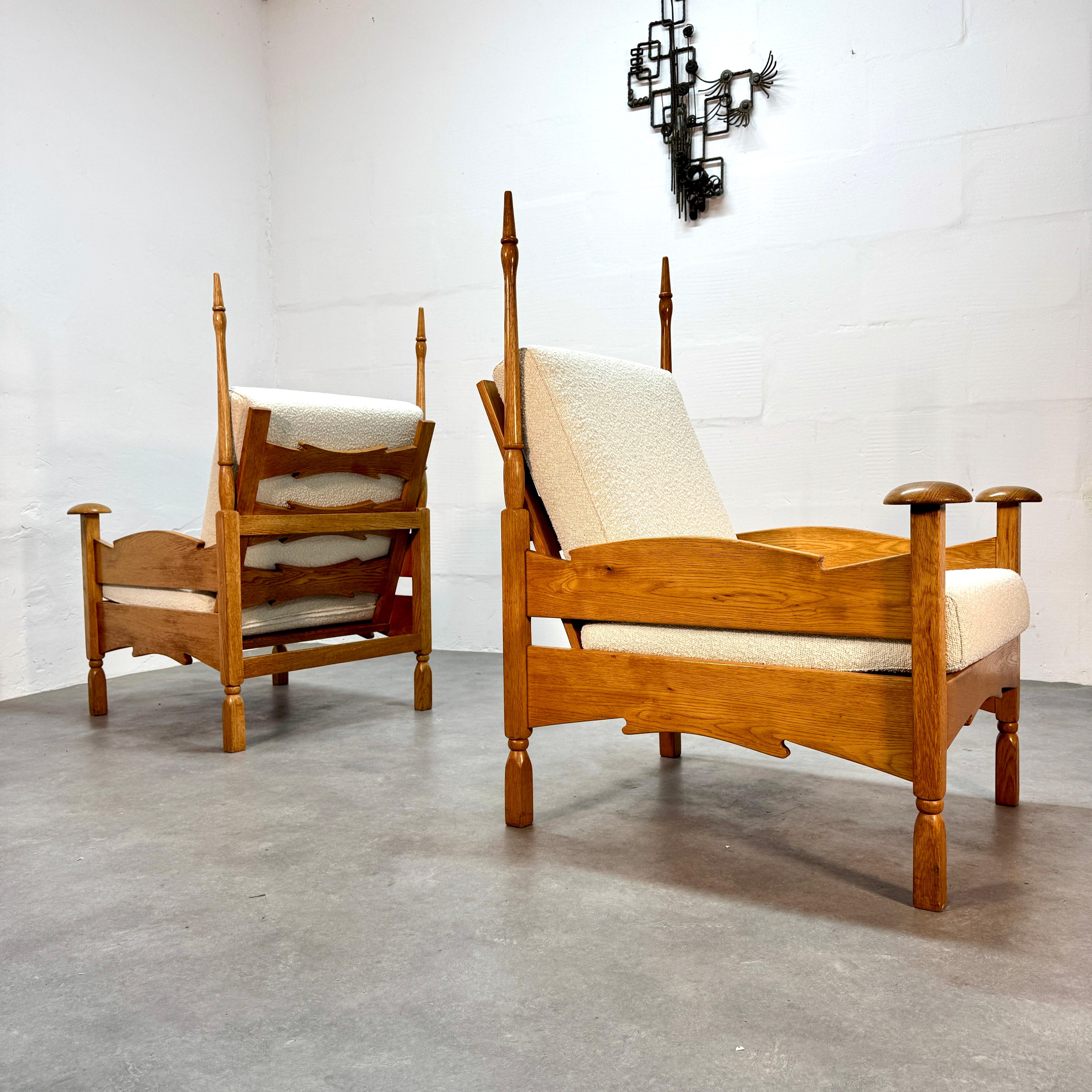 Dutch Two vintage oak armchairs by Abraham 'Bram' Sprij, 1960's For Sale
