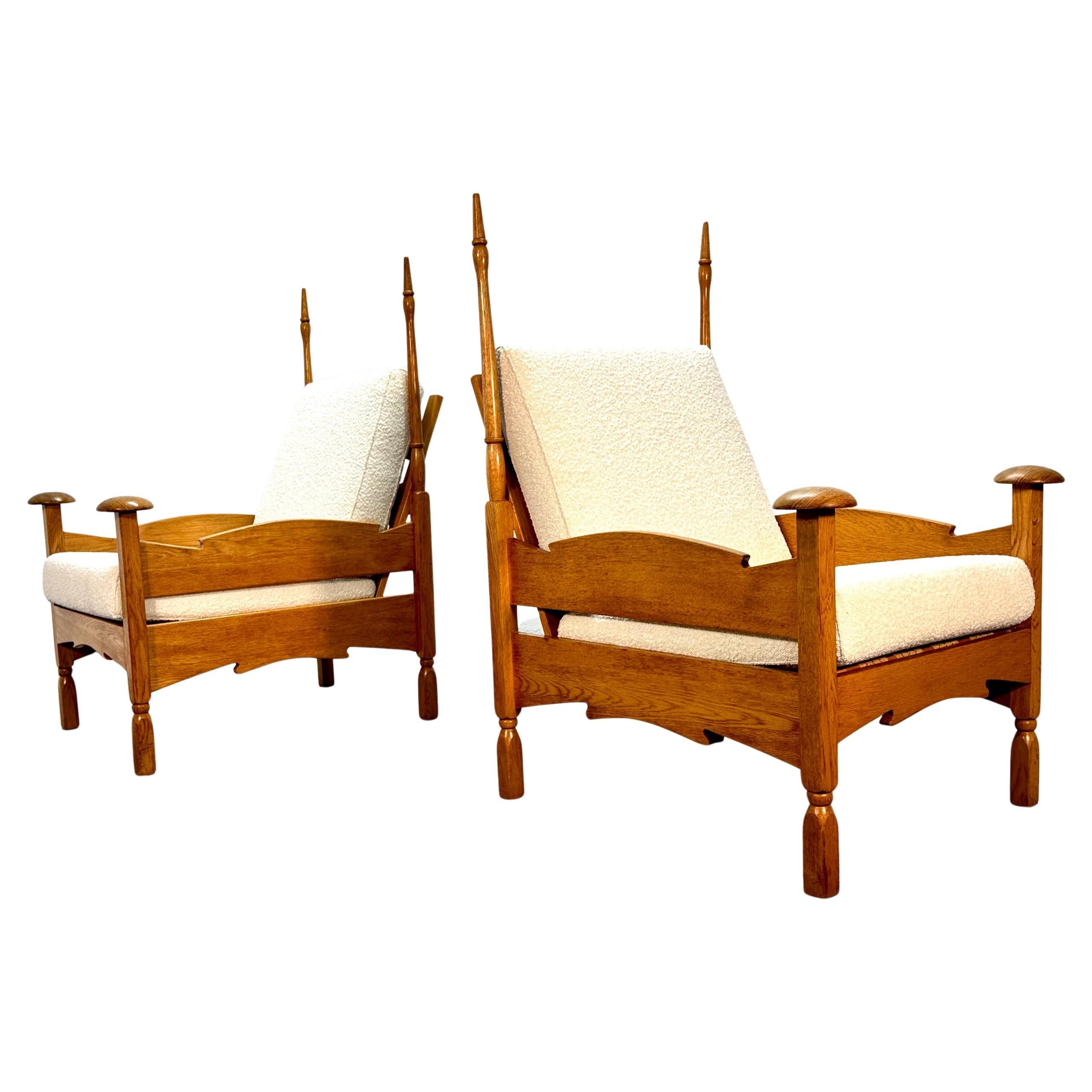 Two vintage oak armchairs by Abraham 'Bram' Sprij, 1960's For Sale