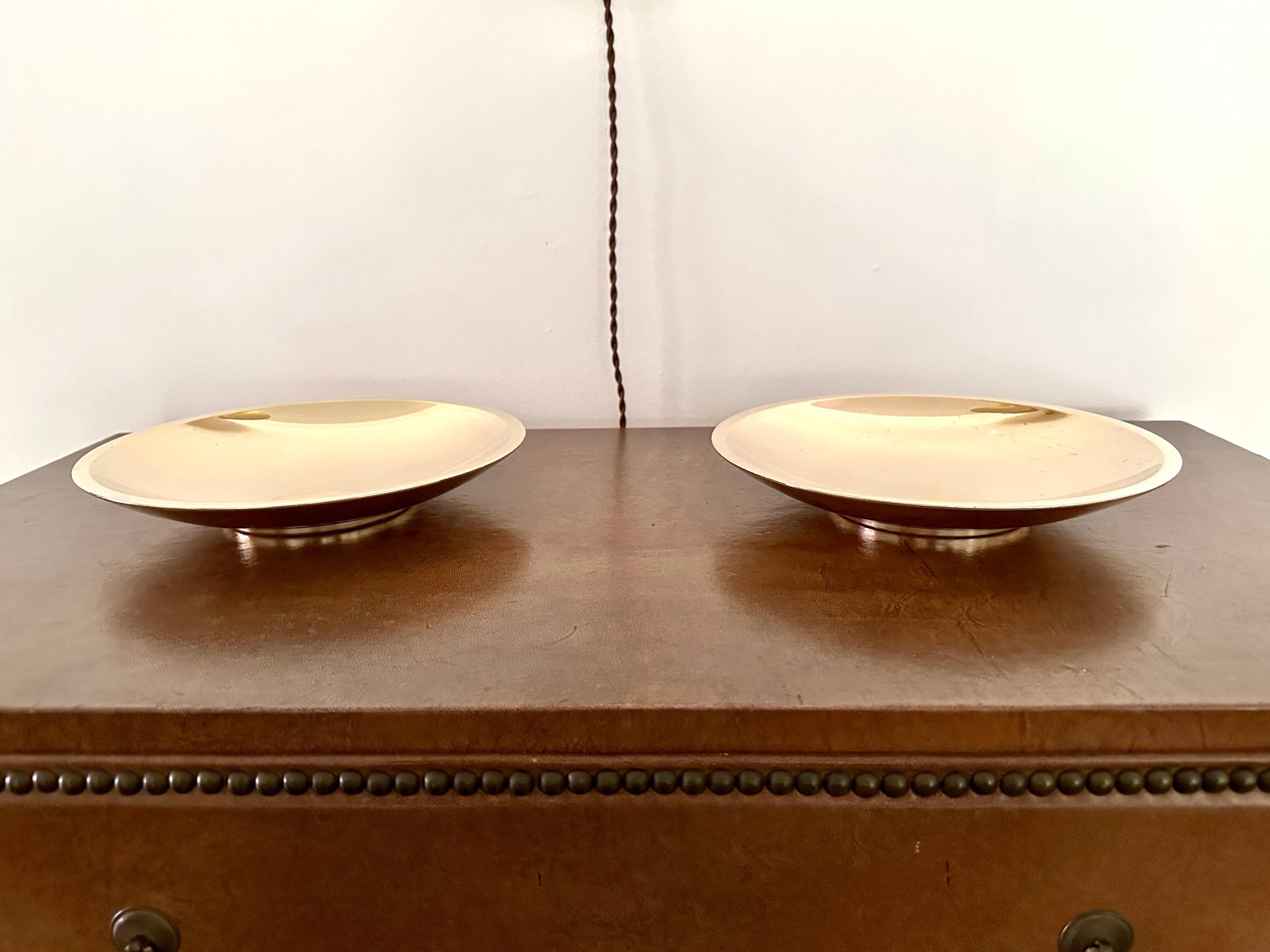Mid-20th Century Two Vintage Polished Bronze Shallow Bowls by Just Andersen For Sale