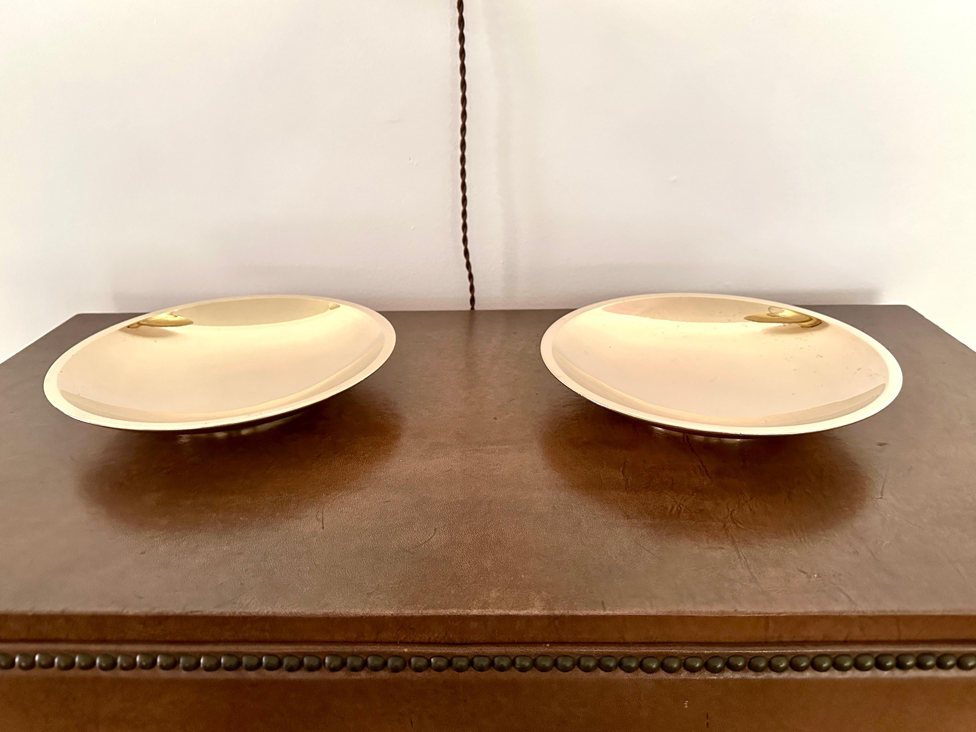 Two Vintage Polished Bronze Shallow Bowls by Just Andersen For Sale 1
