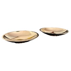 Two Vintage Polished Bronze Shallow Bowls by Just Andersen