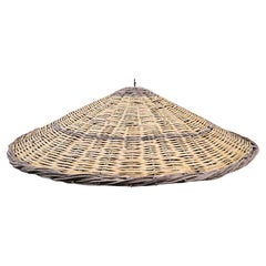 Two Vintage Rattan Pendant Lamps XXL Size Ø 67 Inches