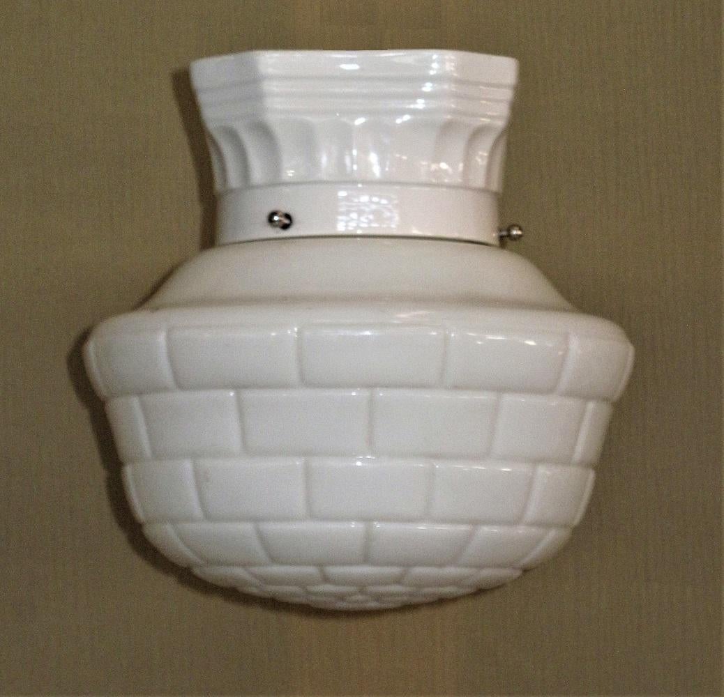 20th Century SINGLE ONLY Vintage Subway Tile Globes on Porcelain Ceiling Fitter For Sale
