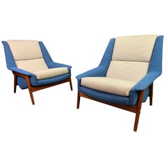 Two Vintage Swedish Modern Teak "Profil" Lounge Chairs by Folke Ohlsson for DUX