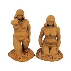 Two Vintage Terracotta Nude Sculptures of the 1970s