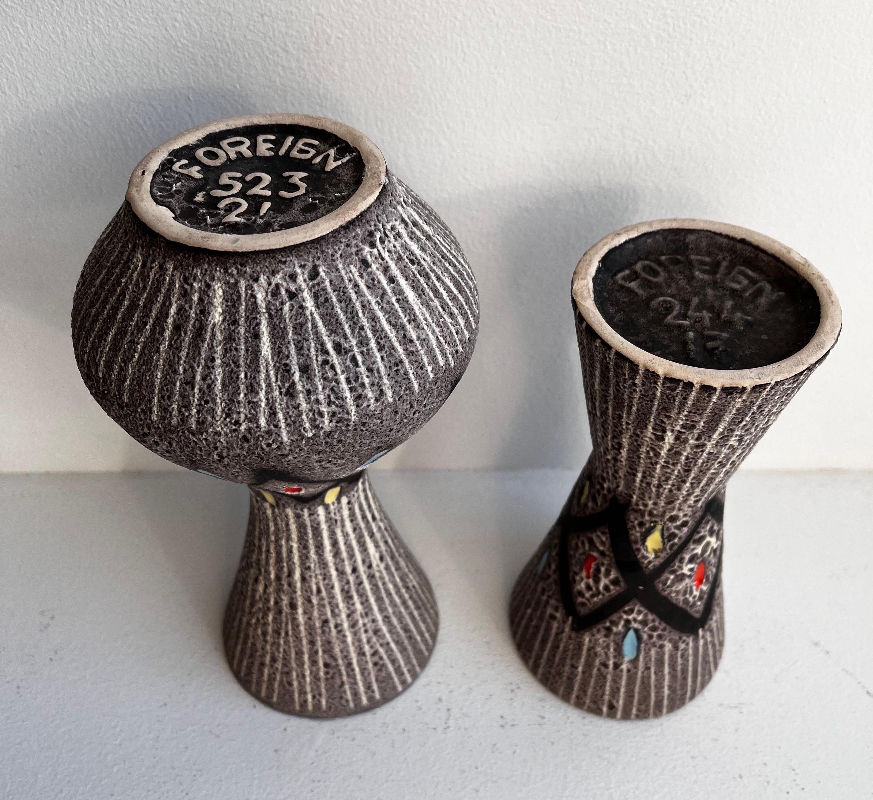 German Two Vintage Vases Marked 'Foreign' by Scheurich, c. 1960s For Sale