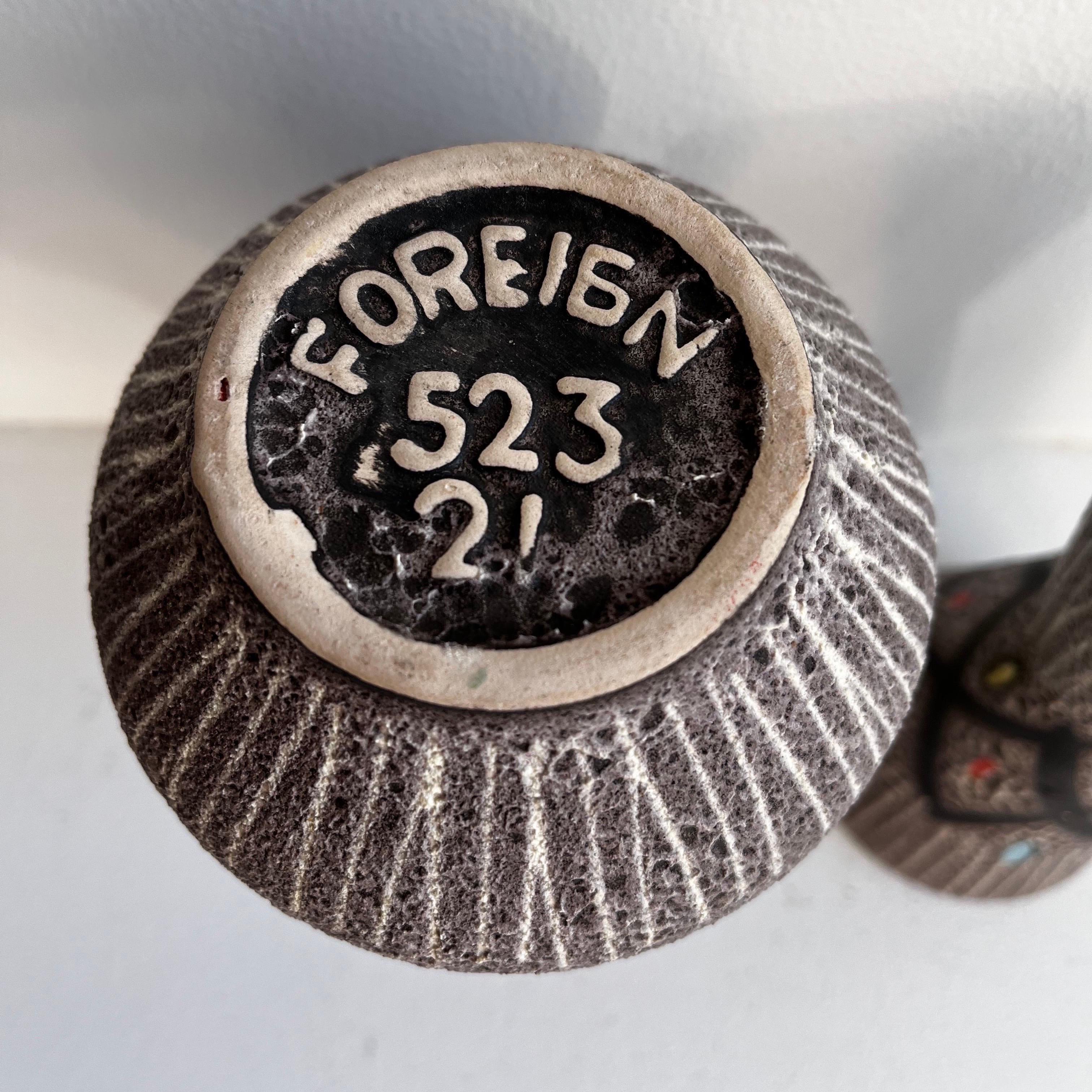 Mid-20th Century Two Vintage Vases Marked 'Foreign' by Scheurich, c. 1960s For Sale
