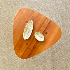 Two Vintage Virginia Metalcrafters Solid Brass Leaves, Gloxinia and Calathea