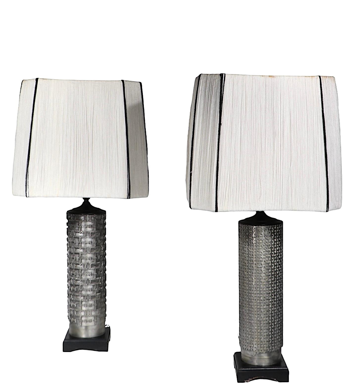 Two Vintage Wallpaper Roller Table  Lamps 5
