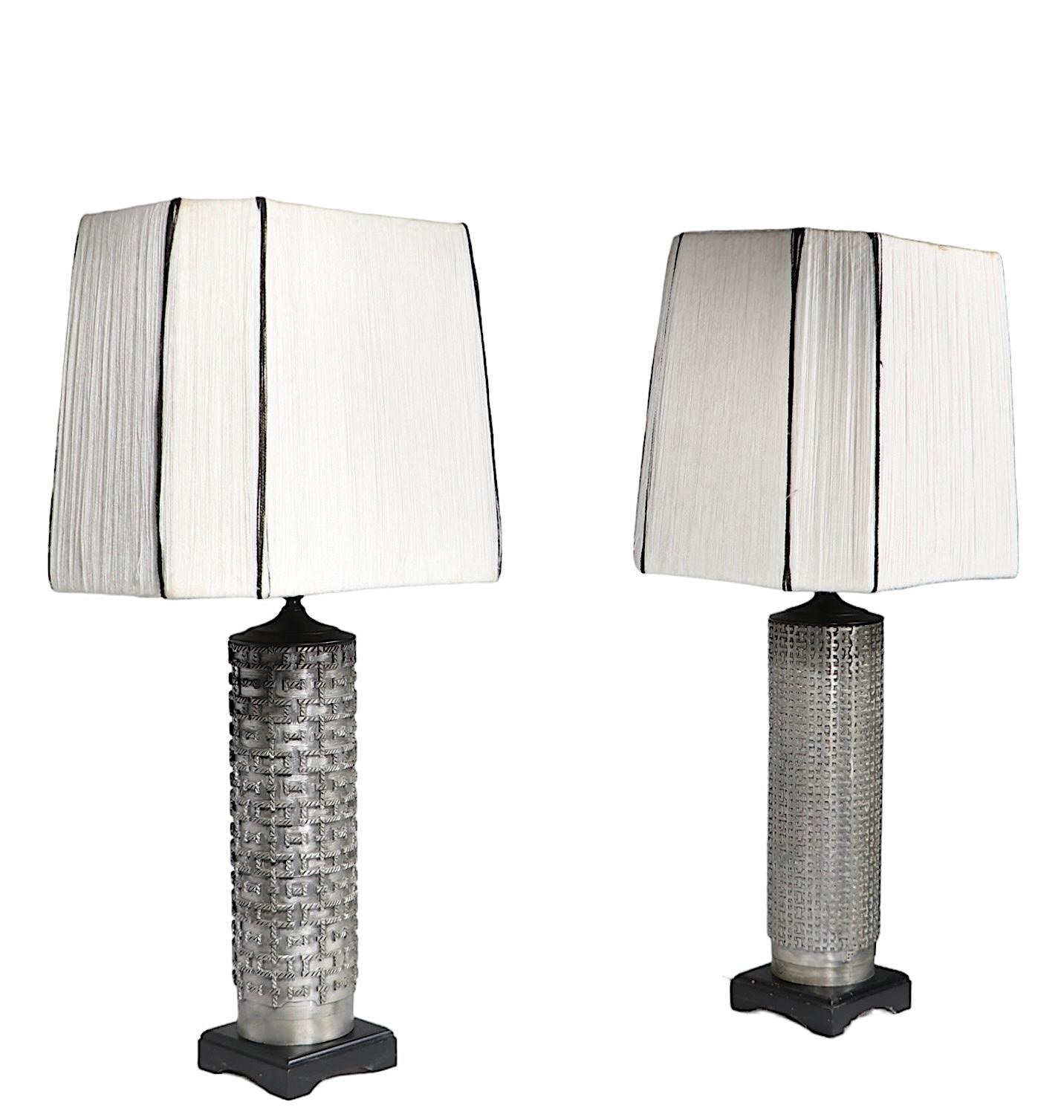 Two Vintage Wallpaper Roller Table  Lamps 8