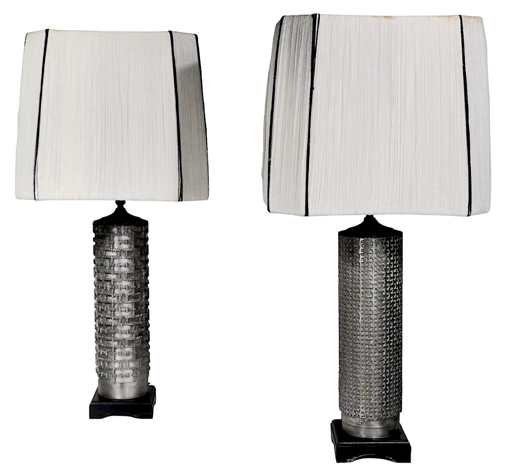 Two Vintage Wallpaper Roller Table  Lamps 9