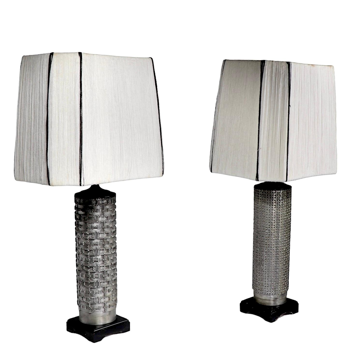 Two Vintage Wallpaper Roller Table  Lamps 1