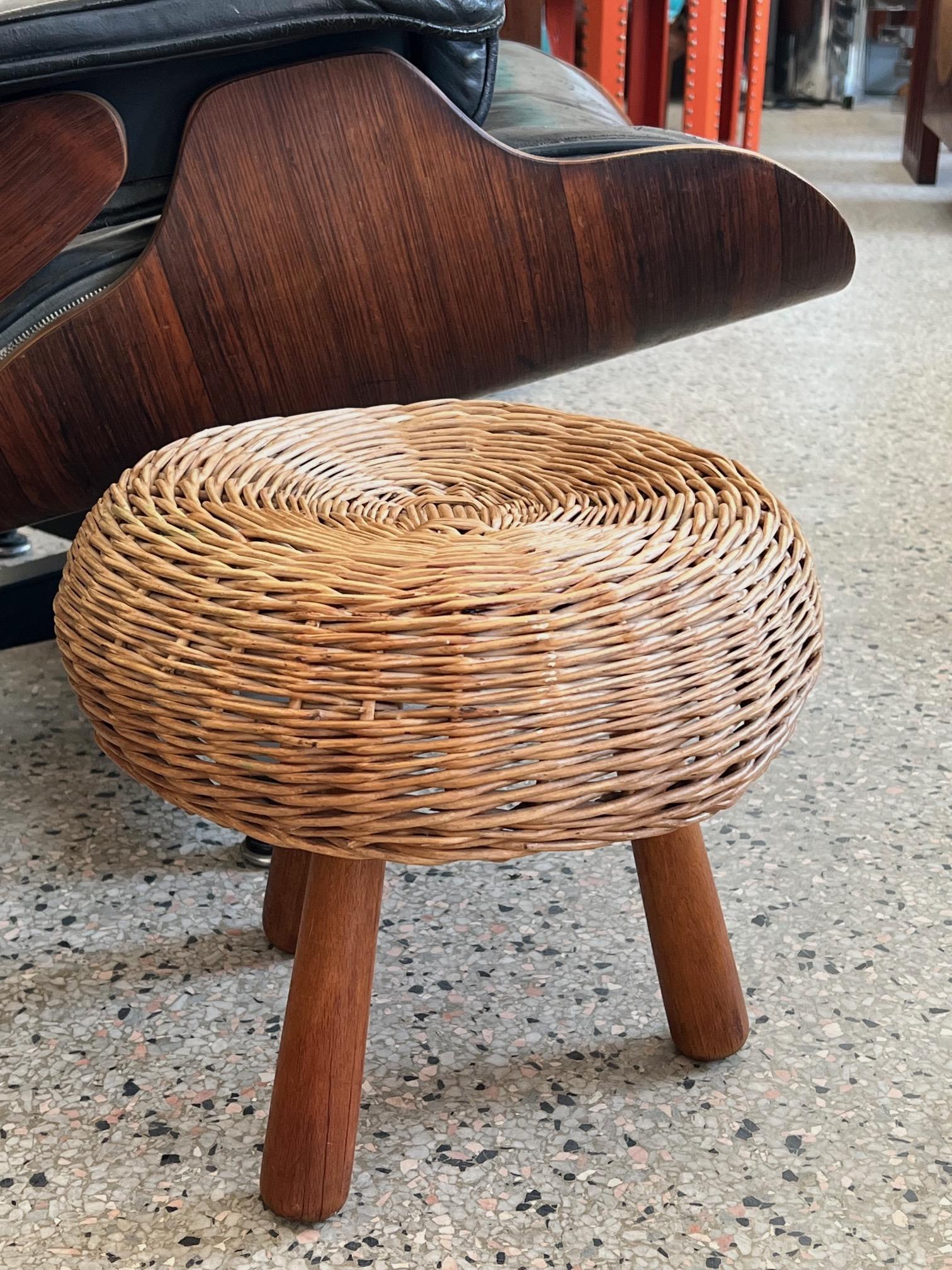 American Two Vintage Wicker Stools For Sale